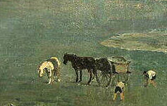 Le Gave devant les haras de Gelos - Victor Galos - 2e moitié du 19e siècle - peinture, huile sur toile - Musée des Beaux Art de Pau - cote 889.6.2.